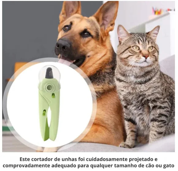 Cortador de Unhas para Cães e Gatos - Proteção Antivoo, LED e Lixa Integrada
