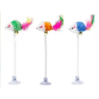 Brinquedo com Mola e Pena para Gatos - 20cm, Cores Sortidas