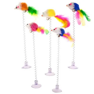 Brinquedo com Mola e Pena para Gatos - 20cm, Cores Sortidas
