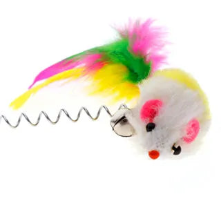 Brinquedo com Mola e Pena para Gatos - 20cm, Cores Sortidas