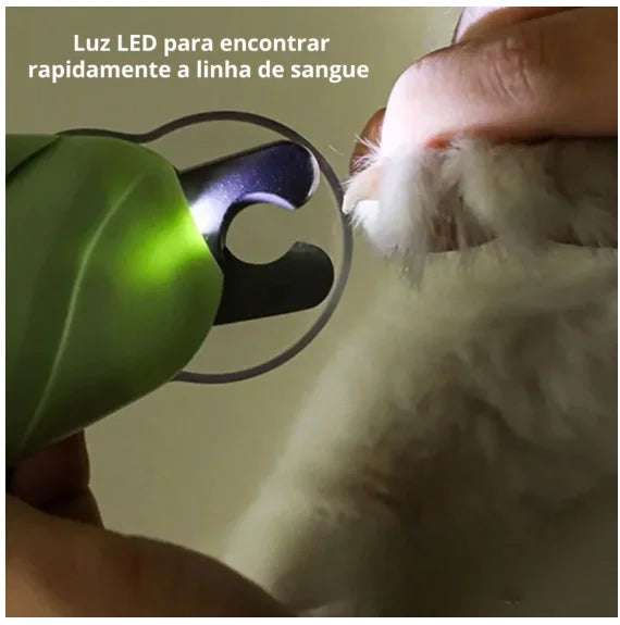 Cortador de Unhas para Cães e Gatos - Proteção Antivoo, LED e Lixa Integrada