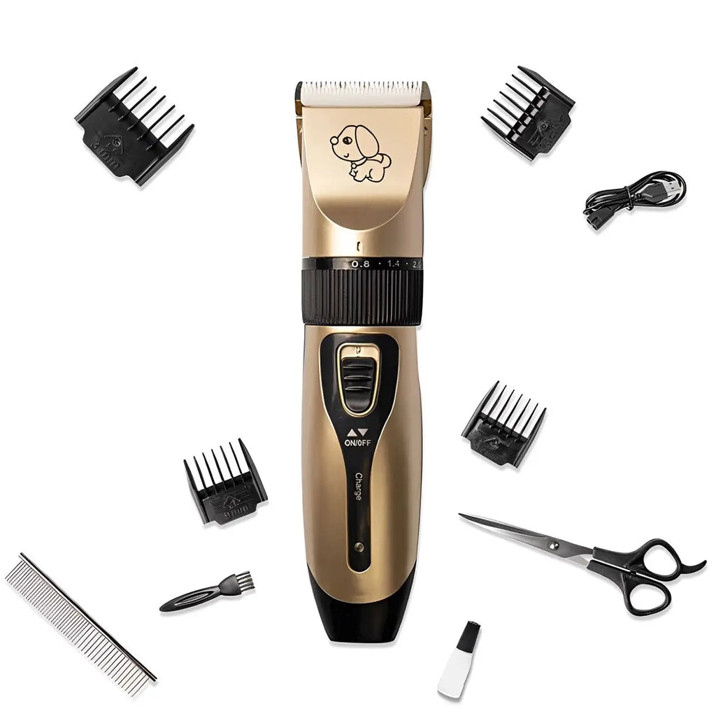 Máquina de Tosa Profissional para Pets - Baixo Ruído, Sem Fio, com 4 Pentes Guia