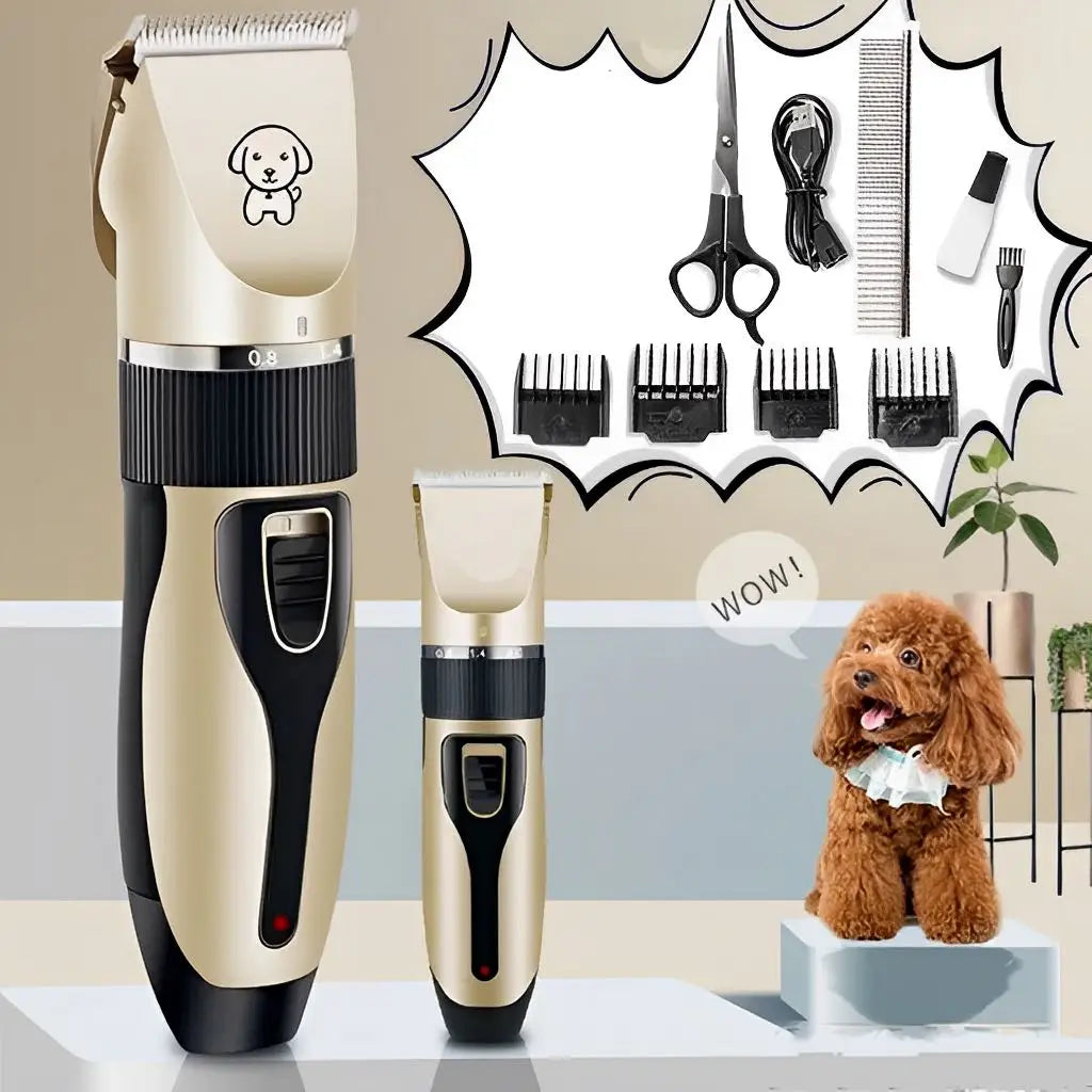 Máquina de Tosa Profissional para Pets - Baixo Ruído, Sem Fio, com 4 Pentes Guia