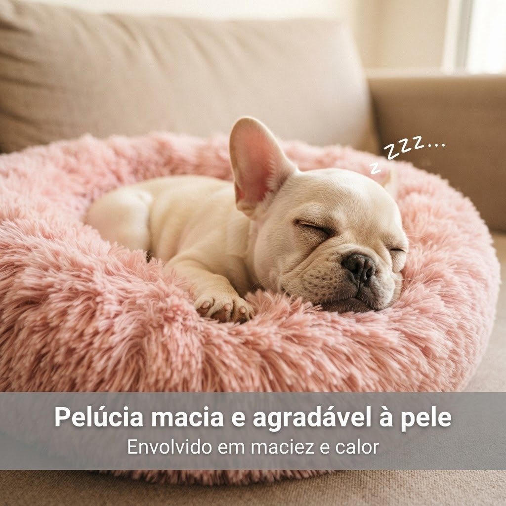 Cama Redonda de Pelúcia para Gatos e Cães