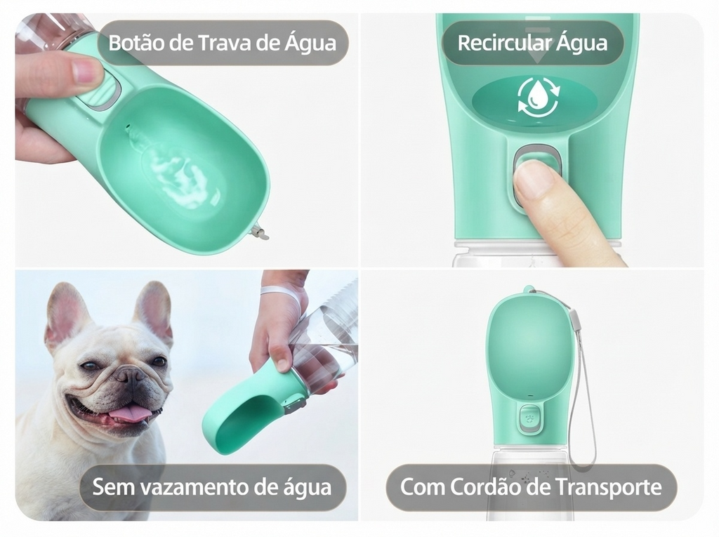 Garrafa de Água Portátil para Cães e Gatos