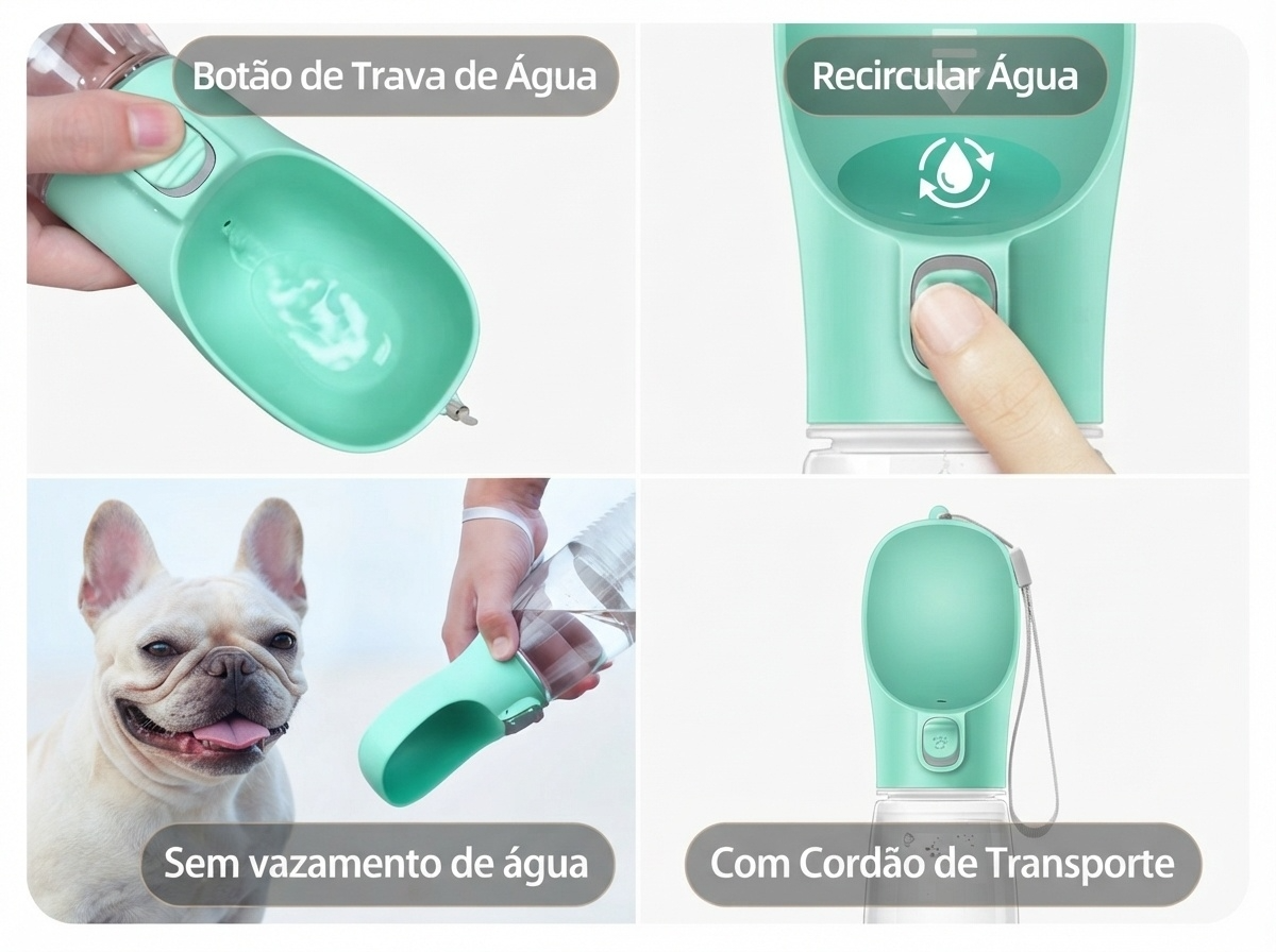 Garrafa de Água Portátil para Cães e Gatos