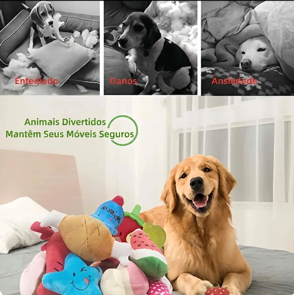 Kit de Brinquedos Interativos para Cães - 6 ou 10 Peças, com Som, Corda e Mordedores