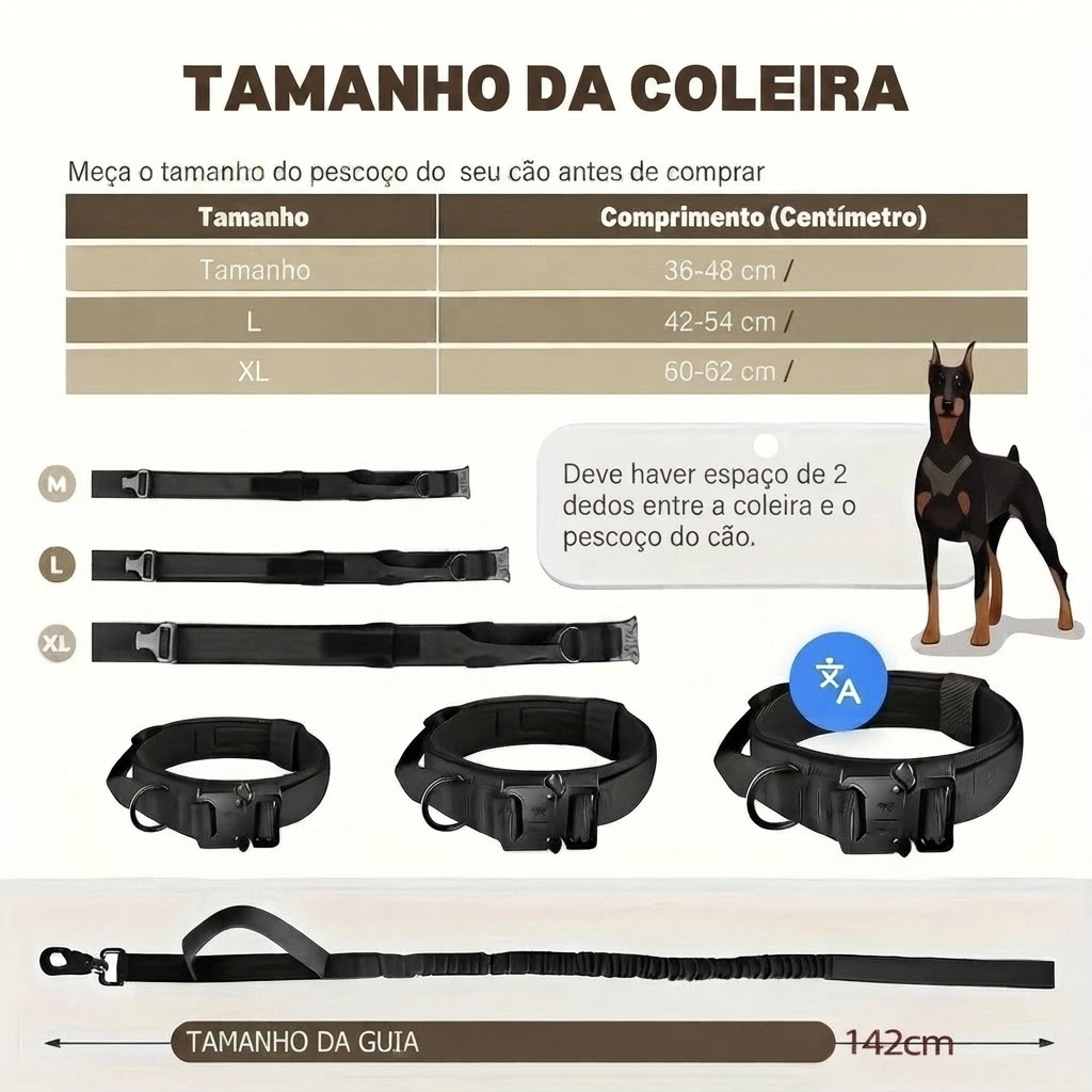 Coleira Tática Militar para Cães