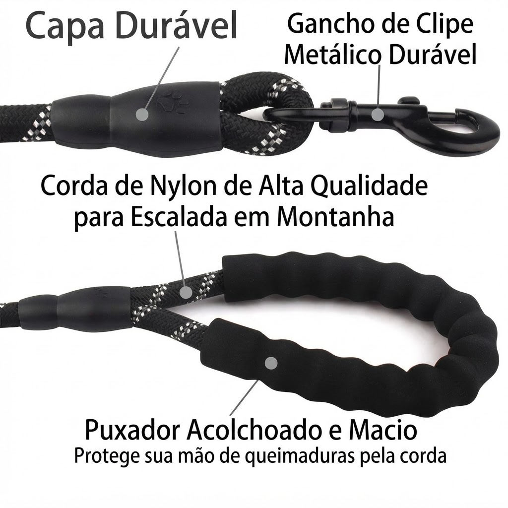 Guia Refletiva Resistente para Cães