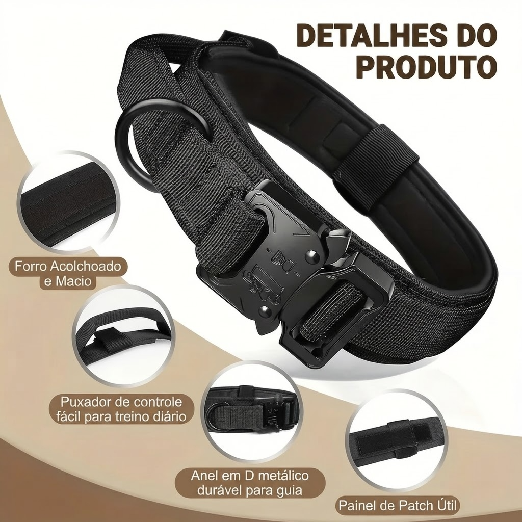 Coleira Tática Militar para Cães