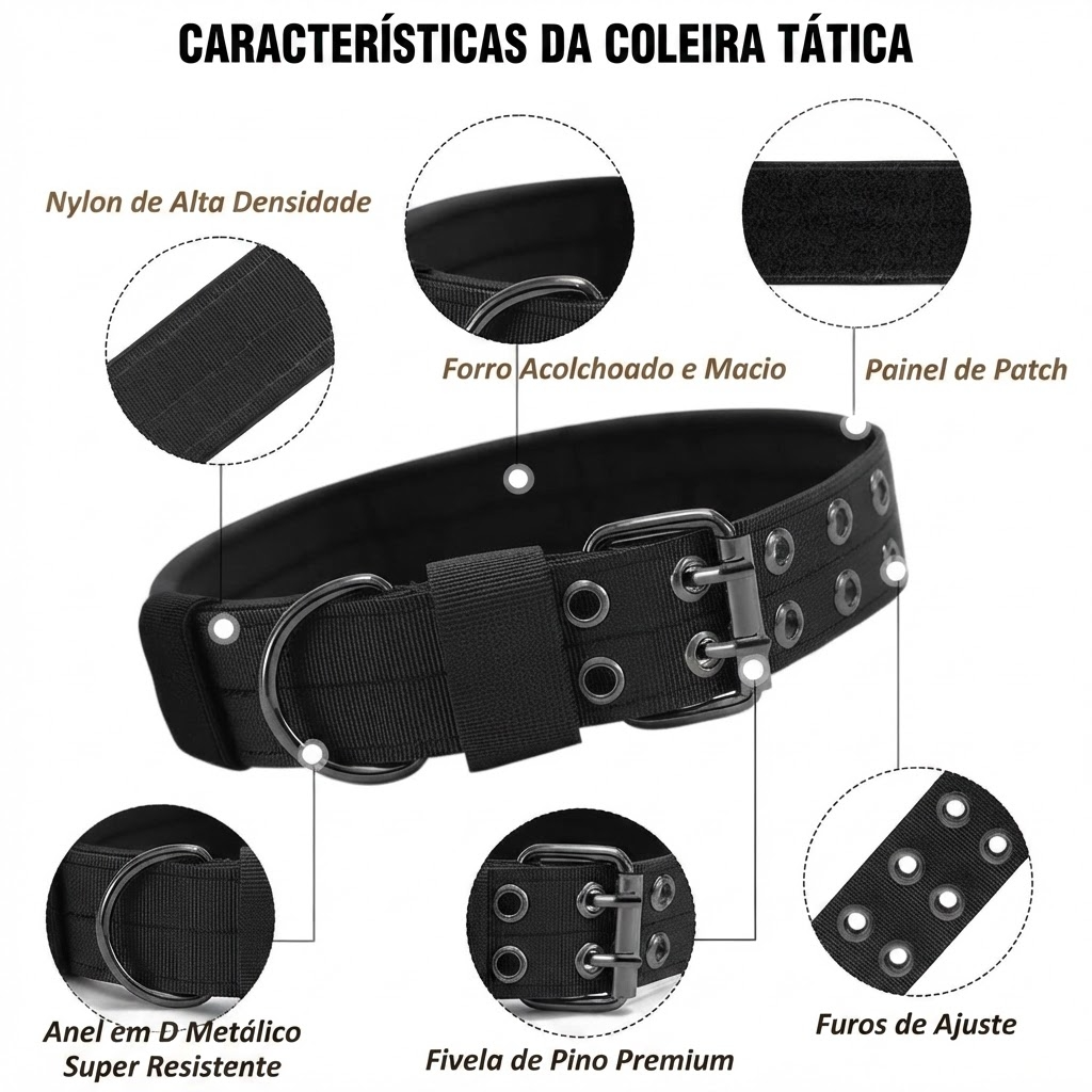 Coleira Tática Militar para Cães
