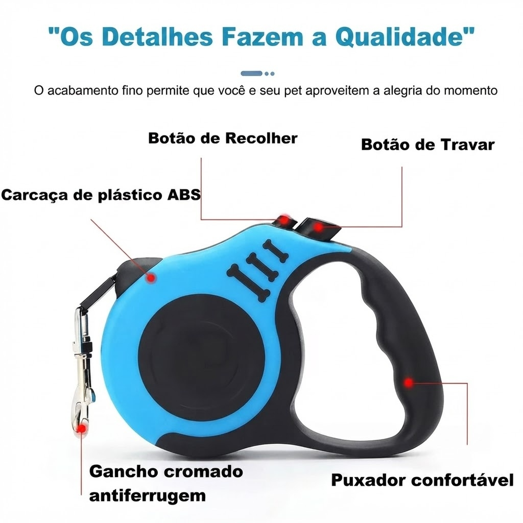 Guia Retrátil para Cães e Gatos