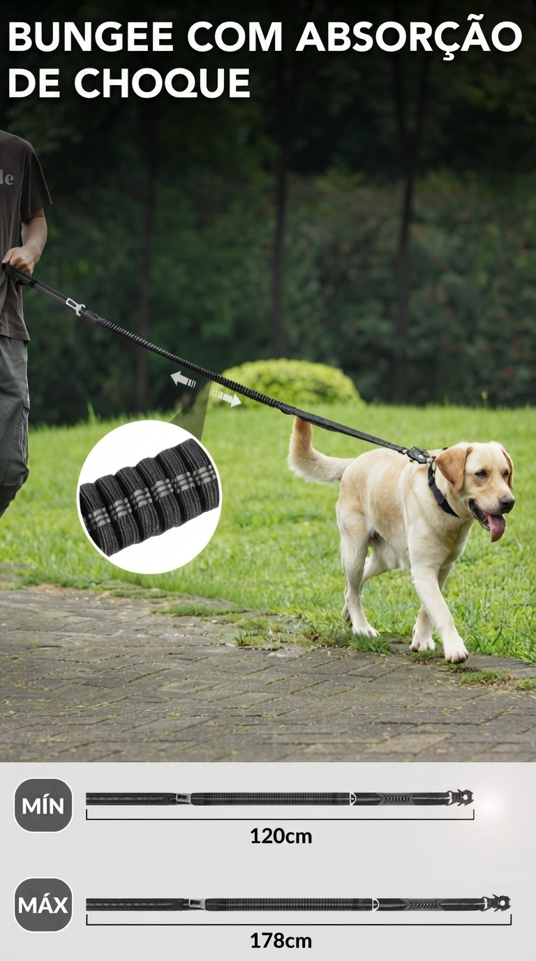 Guia Tática Elástica para Cães de Grande Porte