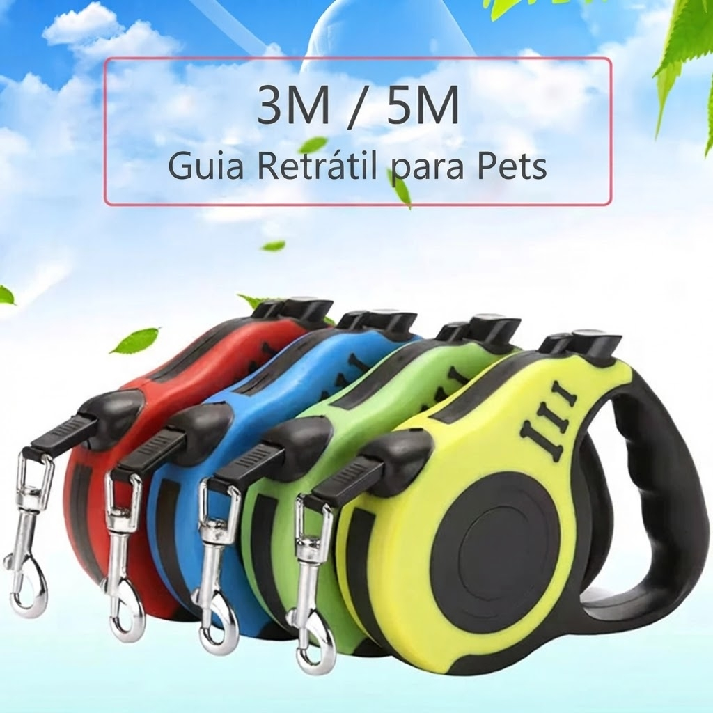 Guia Retrátil para Cães e Gatos