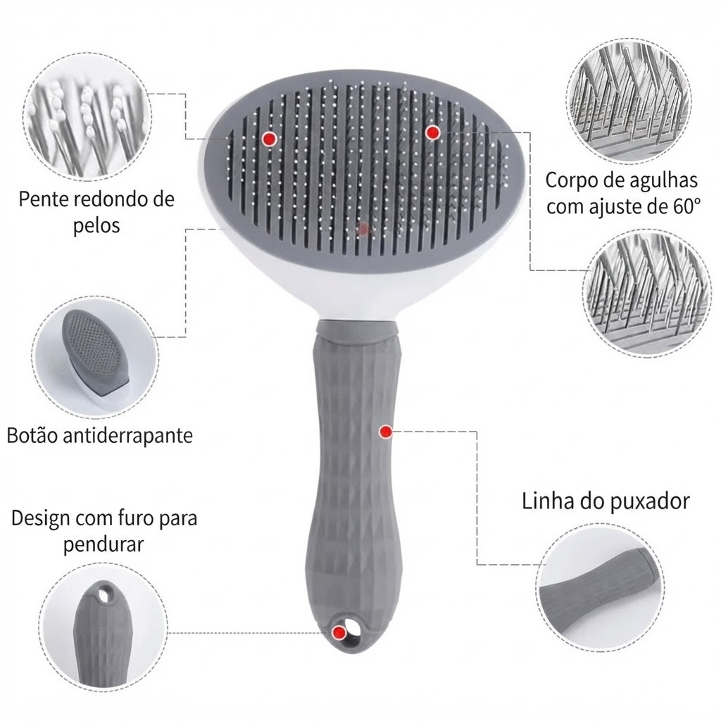 Escova Removedora de Pelos para Pets