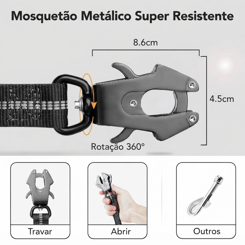 Guia Tática Elástica para Cães de Grande Porte