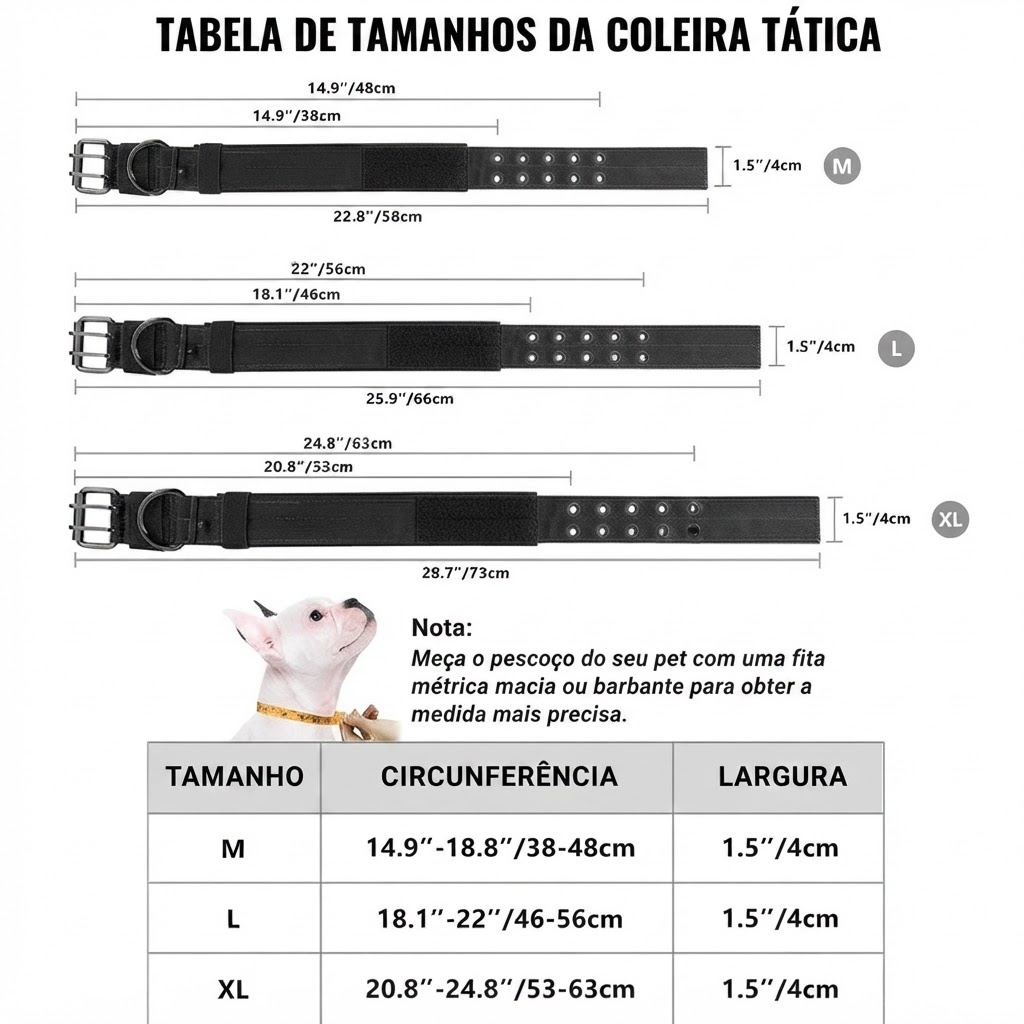 Coleira Tática Militar para Cães