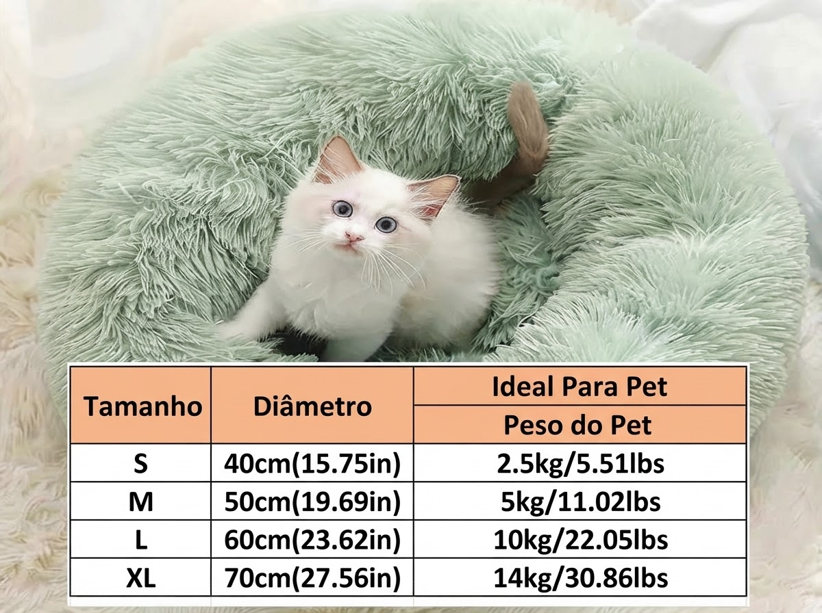 Cama Redonda de Pelúcia para Gatos e Cães