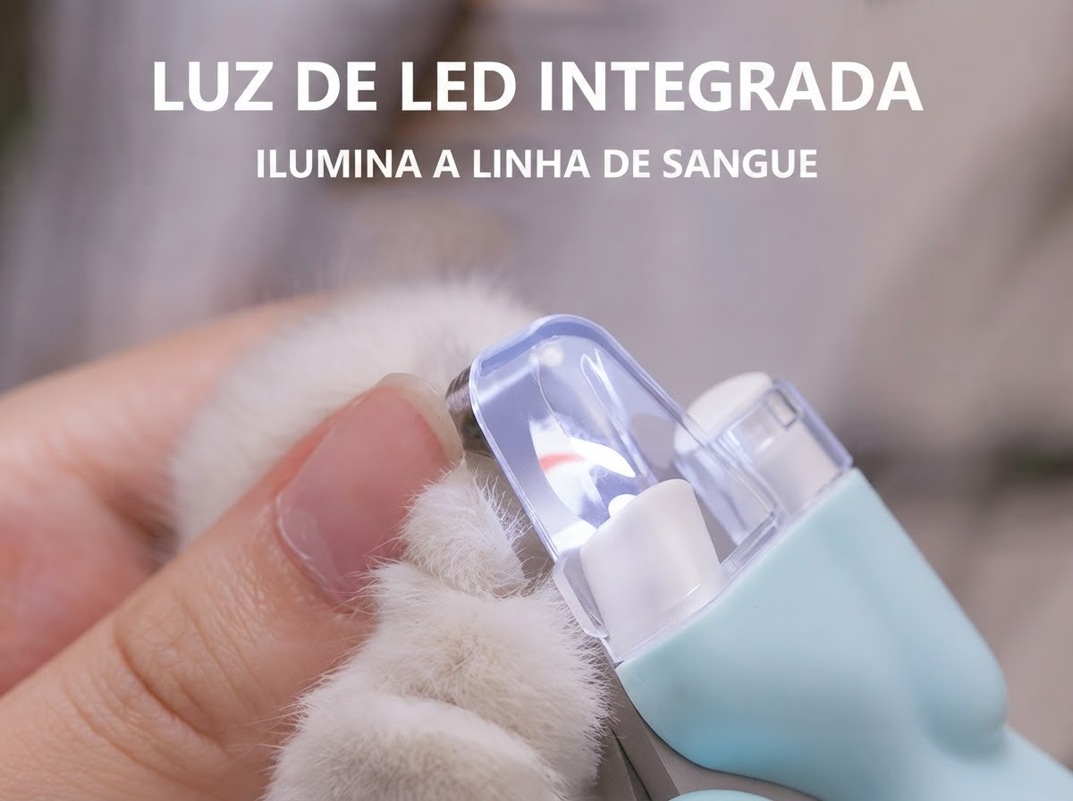 Cortador de Unhas Profissional para Pets com Luz LED