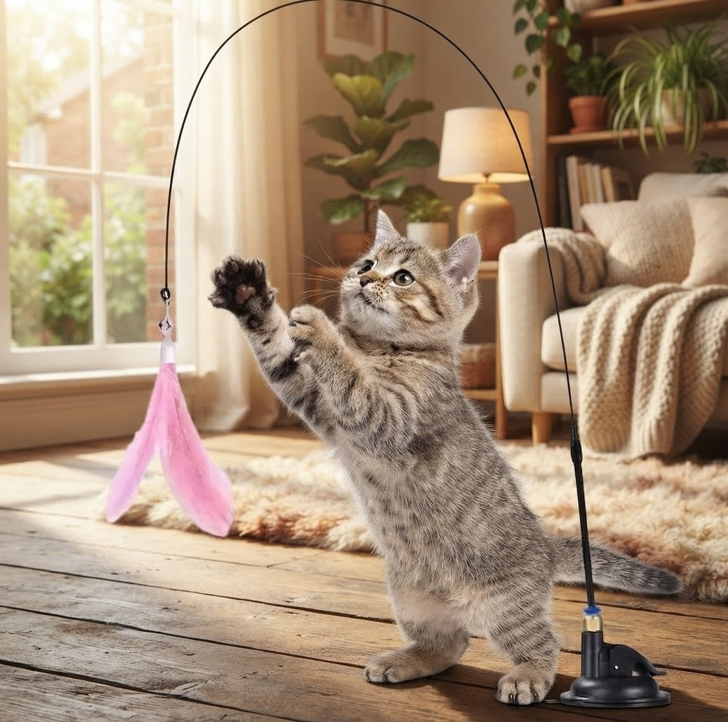 Varinha Interativa para Gatos com Pena e Sininho