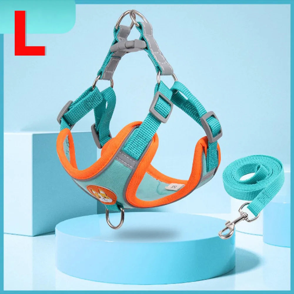 Coleira Peitoral Ajustável Para Cães Gatos, Passeio Confortável, Material Nylon Ergonômico Seguro