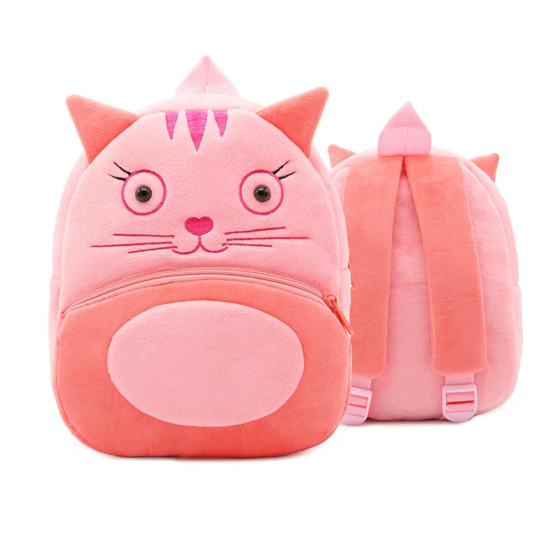 Mochila Infantil de Pelúcia com Estampa de Bichinhos