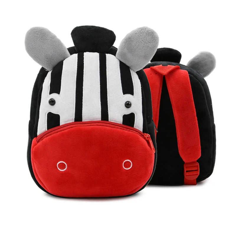 Mochila Infantil de Pelúcia com Estampa de Bichinhos
