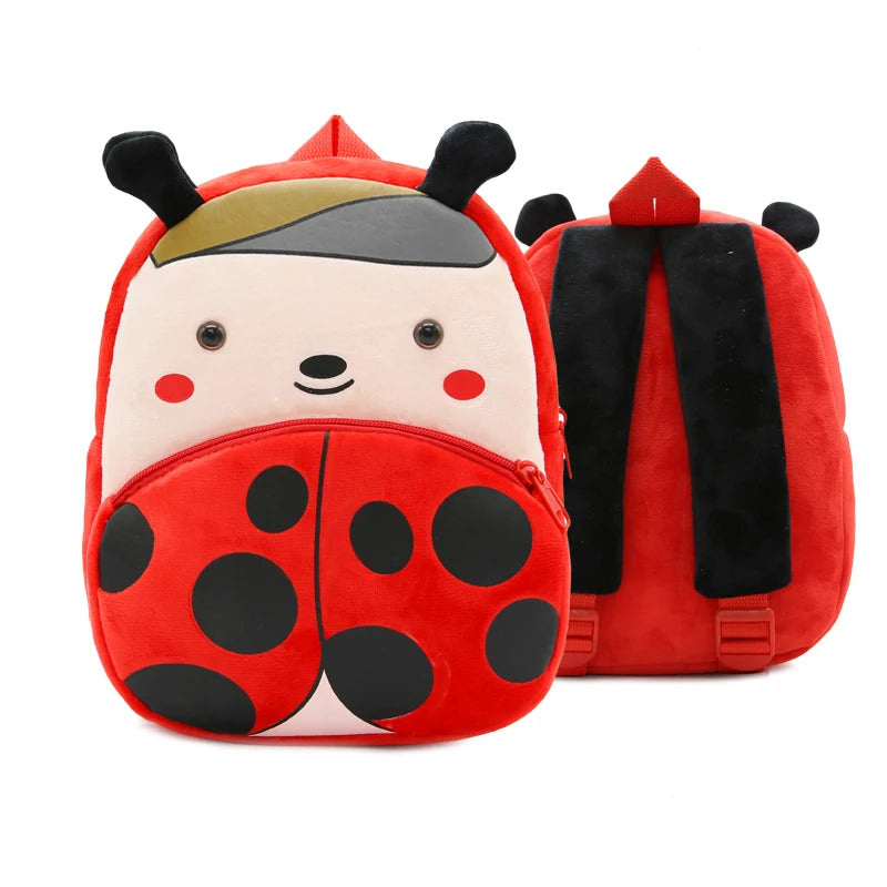 Mochila Infantil de Pelúcia com Estampa de Bichinhos