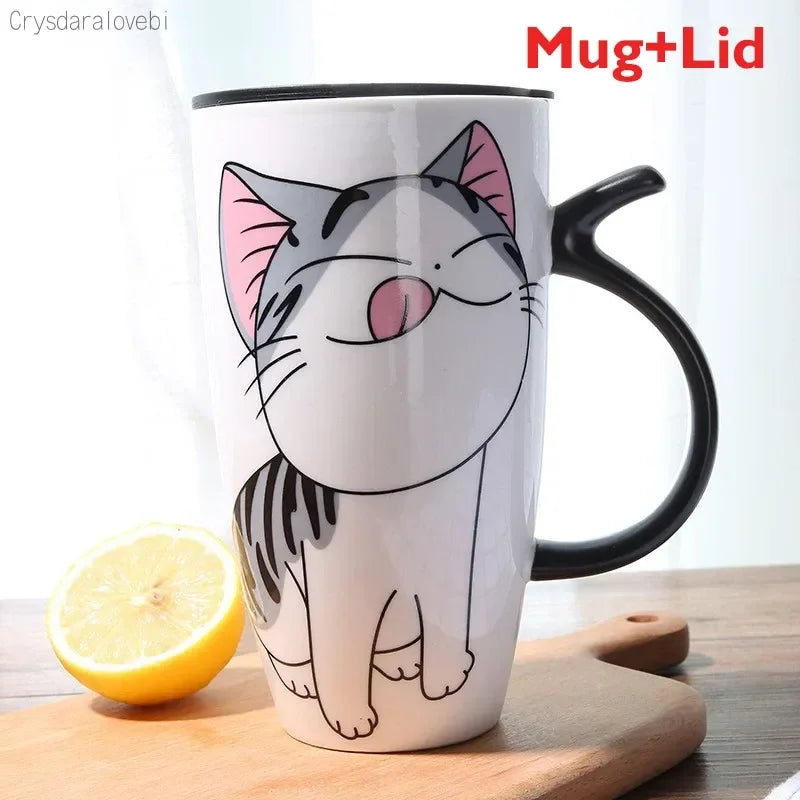Caneca de Cerâmica Gatinho com Tampa
