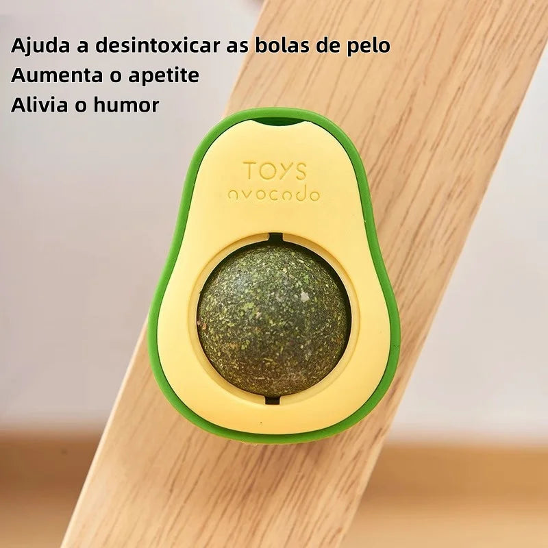 Brinquedo com Catnip para Gatos - Formato Abacate, Fixação com Adesivo