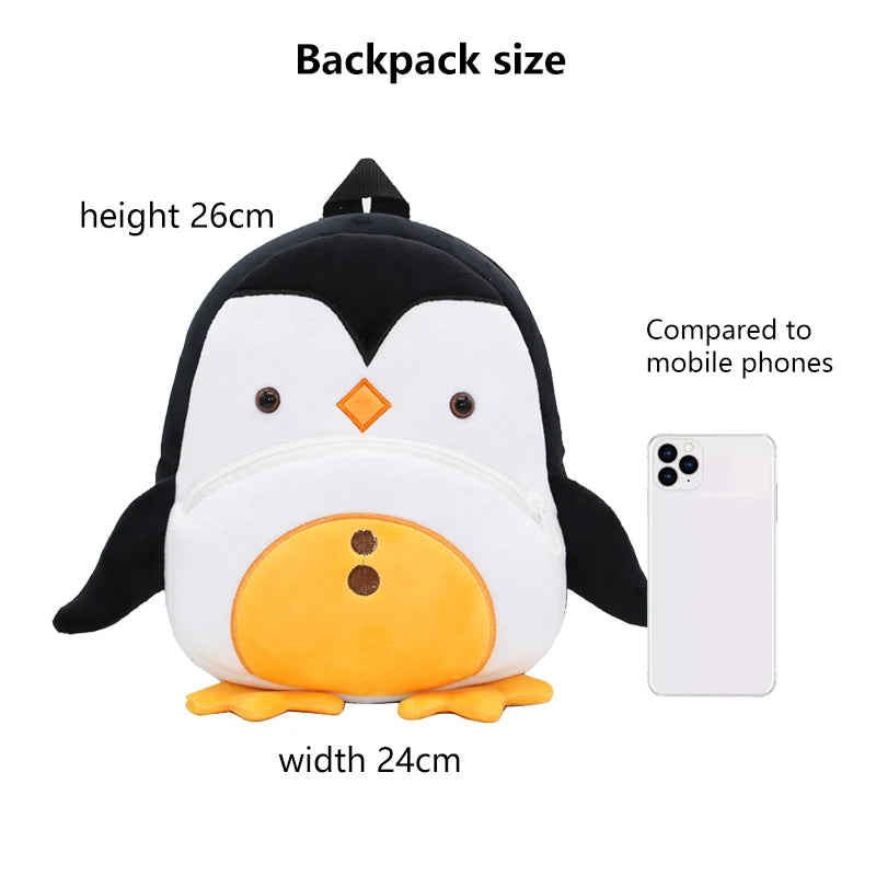 Mochila Infantil de Pelúcia com Estampa de Bichinhos