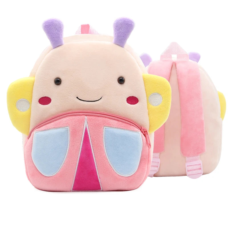 Mochila Infantil de Pelúcia com Estampa de Bichinhos