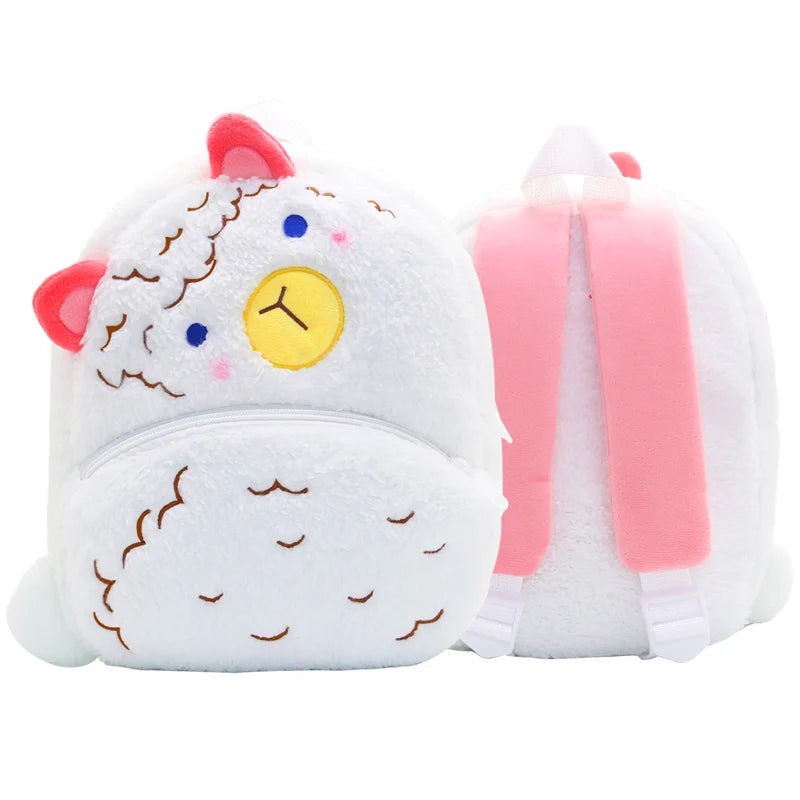 Mochila Infantil de Pelúcia com Estampa de Bichinhos