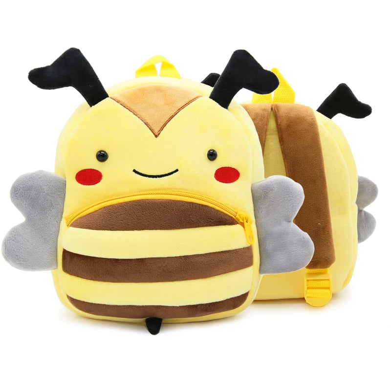 Mochila Infantil de Pelúcia com Estampa de Bichinhos
