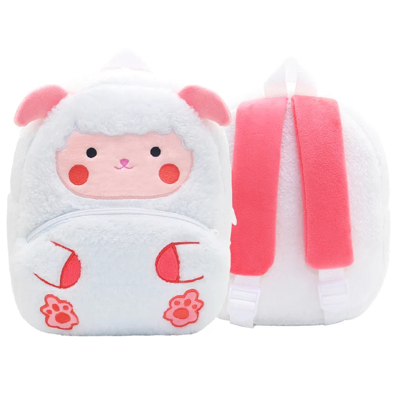 Mochila Infantil de Pelúcia com Estampa de Bichinhos