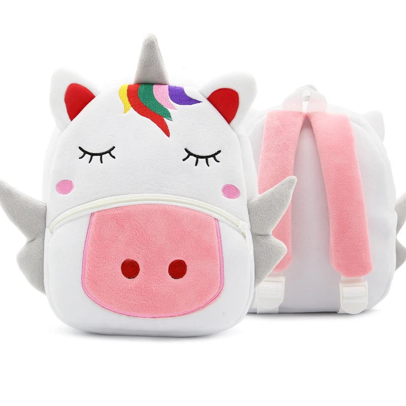 Mochila Infantil de Pelúcia com Estampa de Bichinhos