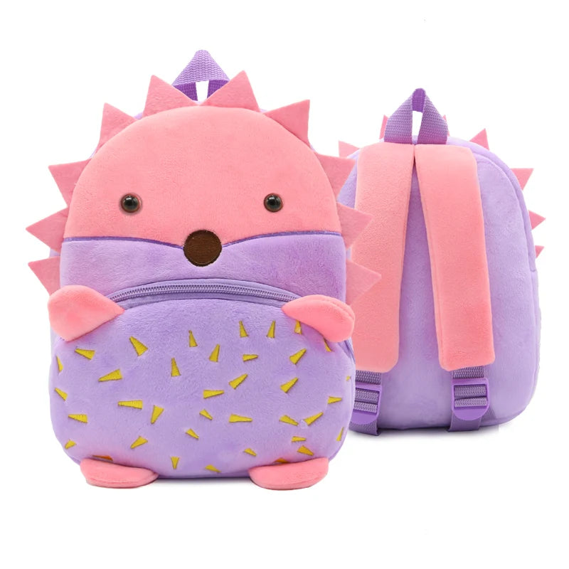 Mochila Infantil de Pelúcia com Estampa de Bichinhos