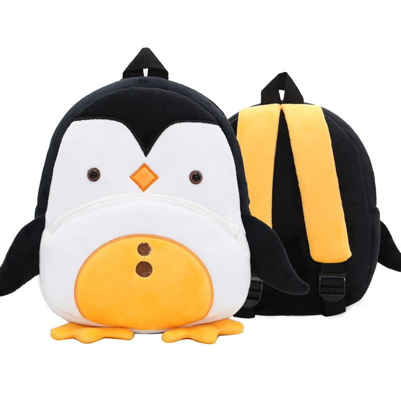 Mochila Infantil de Pelúcia com Estampa de Bichinhos