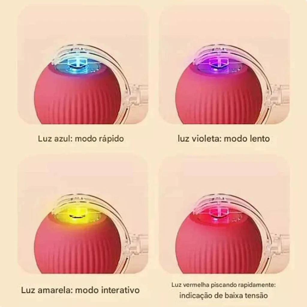 Bola Interativa Inteligente para Gatos - Sensor de Toque, Luzes e Som, Recarregável USB-C