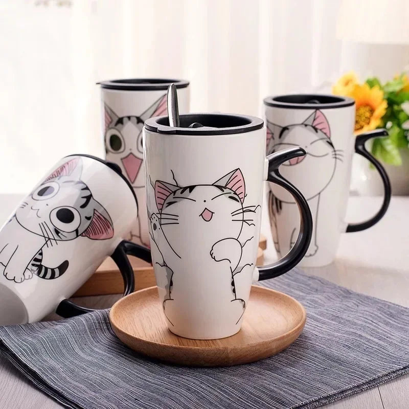 Caneca de Cerâmica Gatinho com Tampa