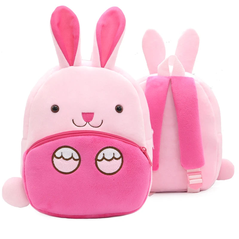 Mochila Infantil de Pelúcia com Estampa de Bichinhos