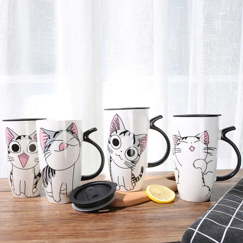 Caneca de Cerâmica Gatinho com Tampa