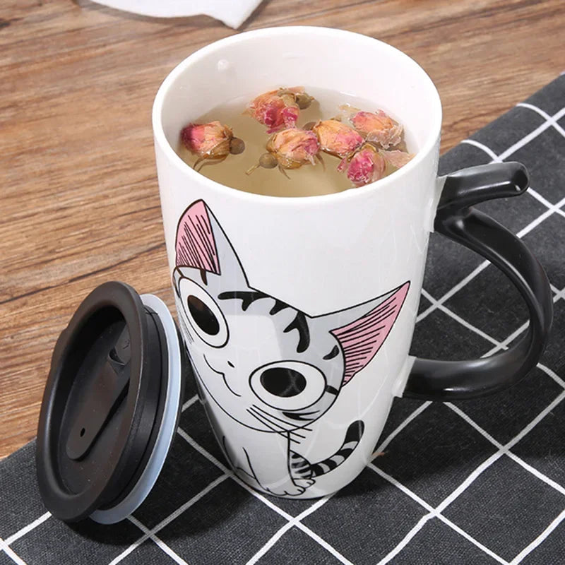 Caneca de Cerâmica Gatinho com Tampa