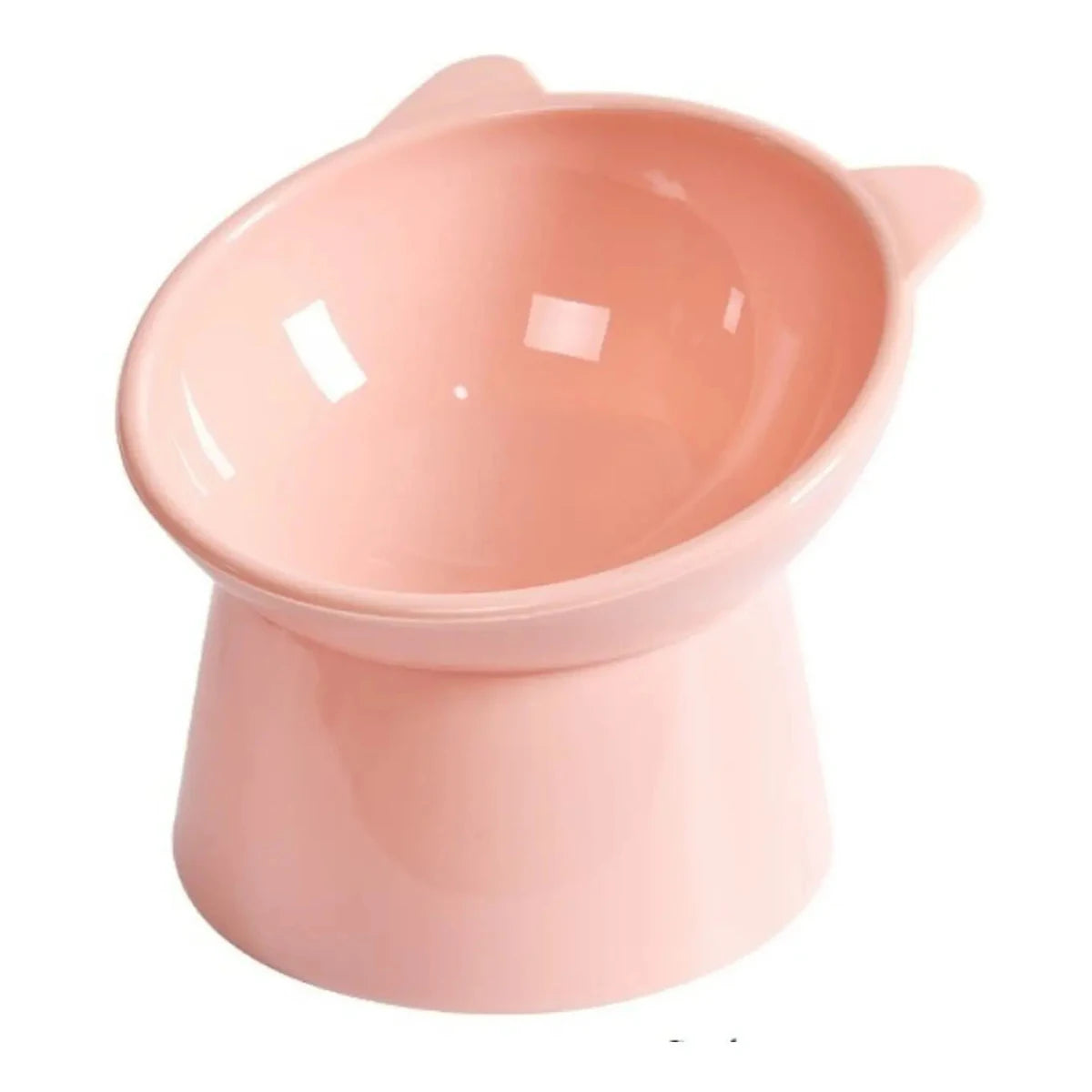 Tigela Dupla para Gatos e Cães em Plástico, Base Elevada Inclinada, Formato Orelha de Gato