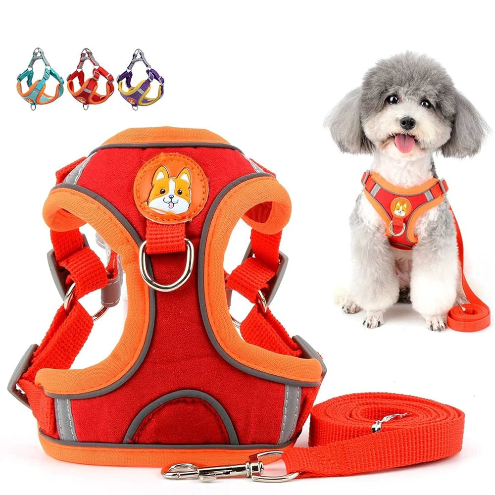 Coleira Peitoral Ajustável Para Cães Gatos, Passeio Confortável, Material Nylon Ergonômico Seguro