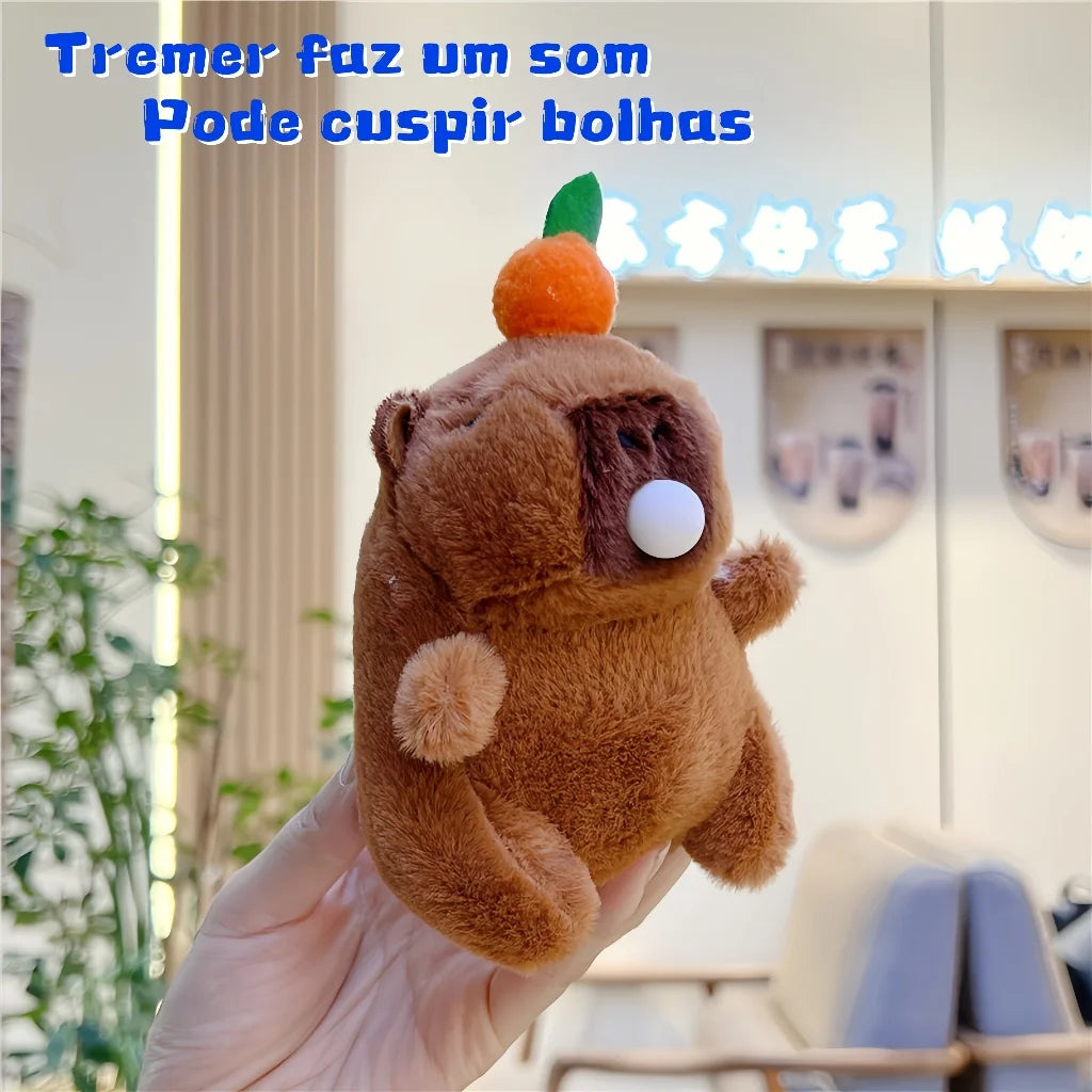 Pelúcia Interativa Capivara - Efeito de Bolhas, Presente Colecionável