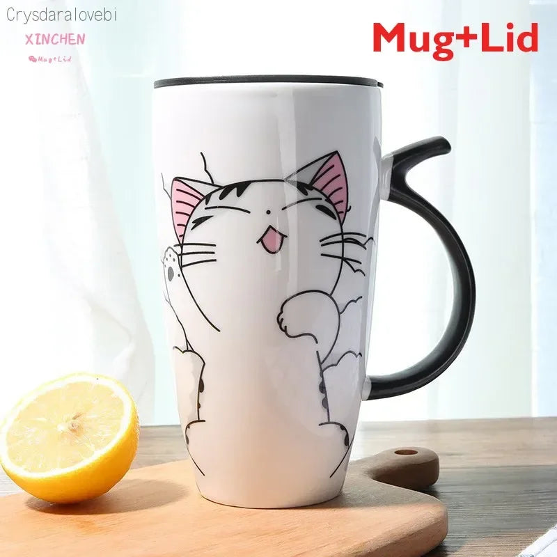 Caneca de Cerâmica Gatinho com Tampa