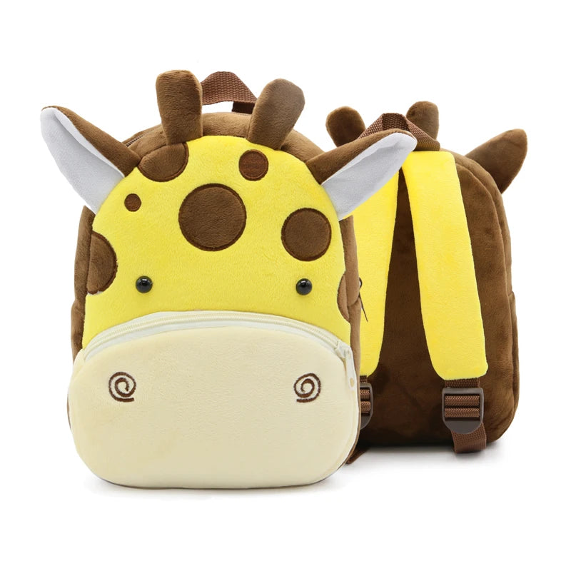 Mochila Infantil de Pelúcia com Estampa de Bichinhos