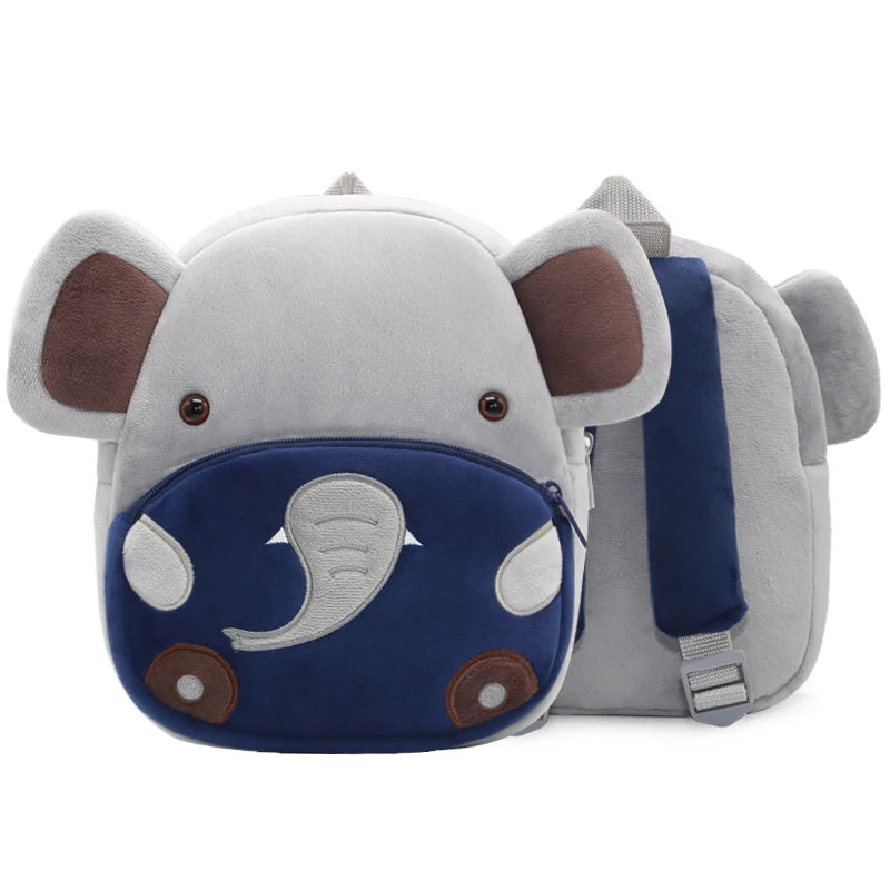 Mochila Infantil de Pelúcia com Estampa de Bichinhos
