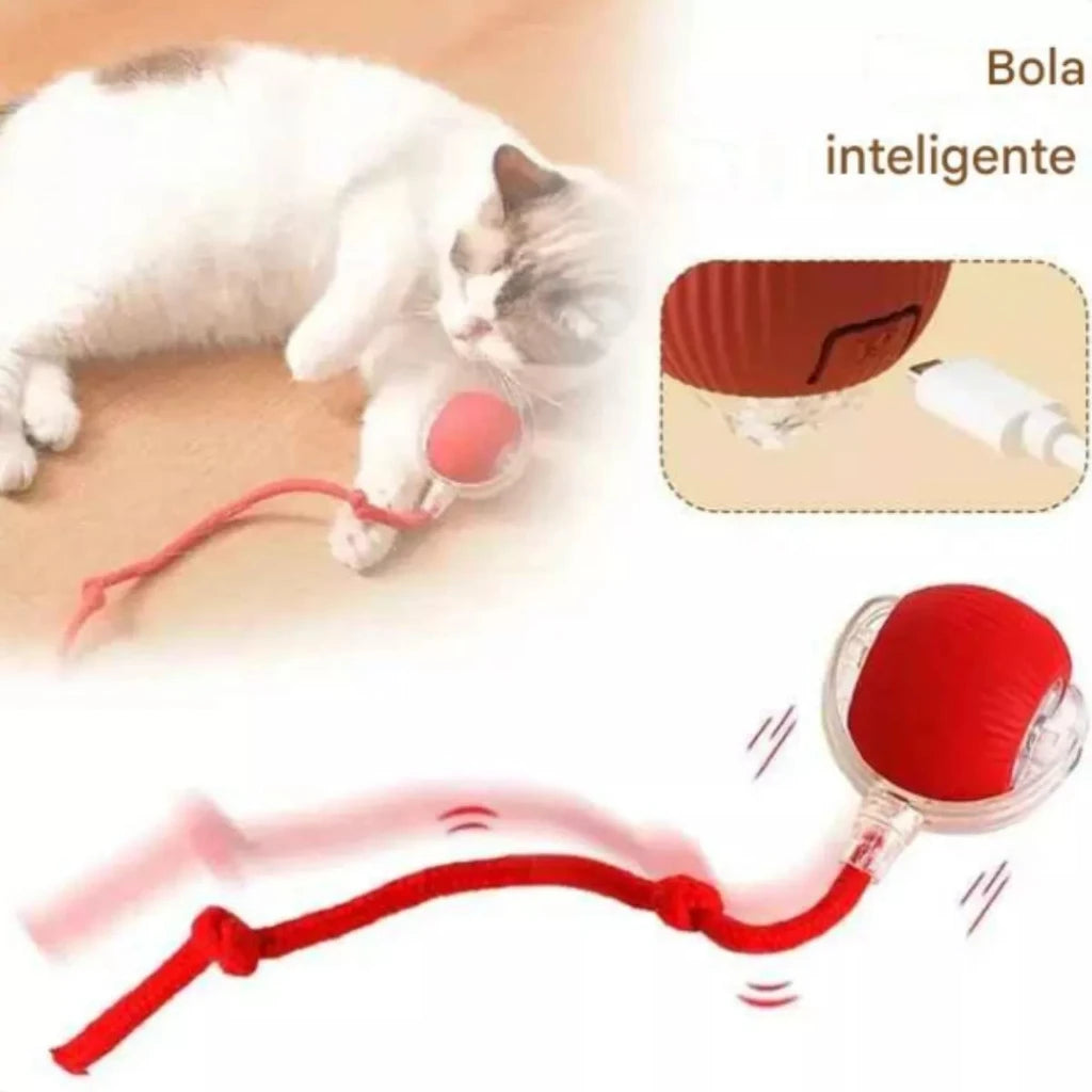 Bola Interativa Inteligente para Gatos - Sensor de Toque, Luzes e Som, Recarregável USB-C